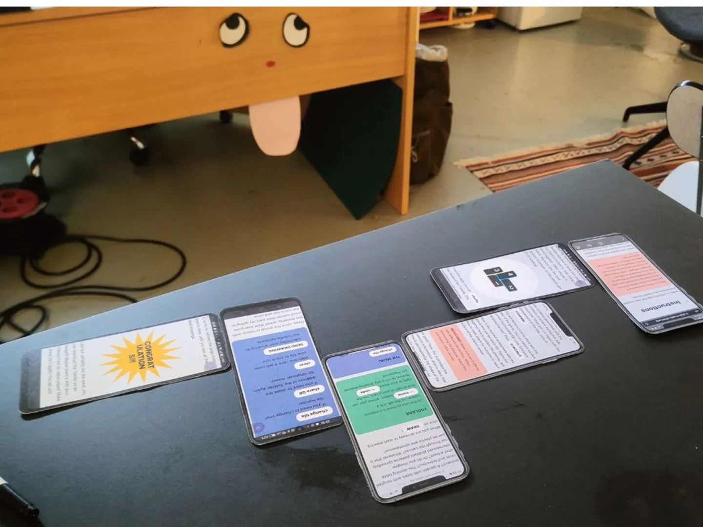 Instructions from the teletile app printed as series of screenshot connected in a teletile. So meta.